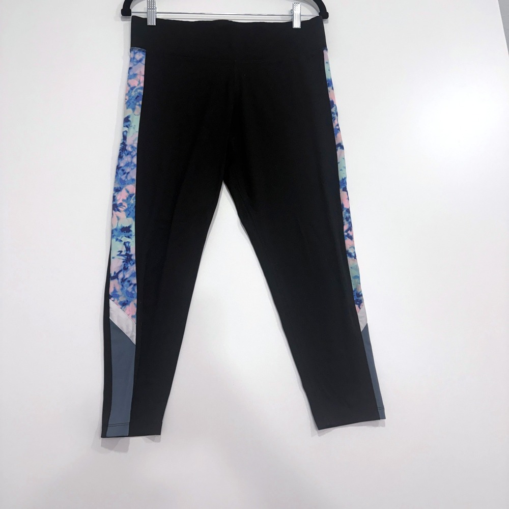 PINK Victoria's Secret Ultimate Leggings Womens L Black Floral Yoga Pants